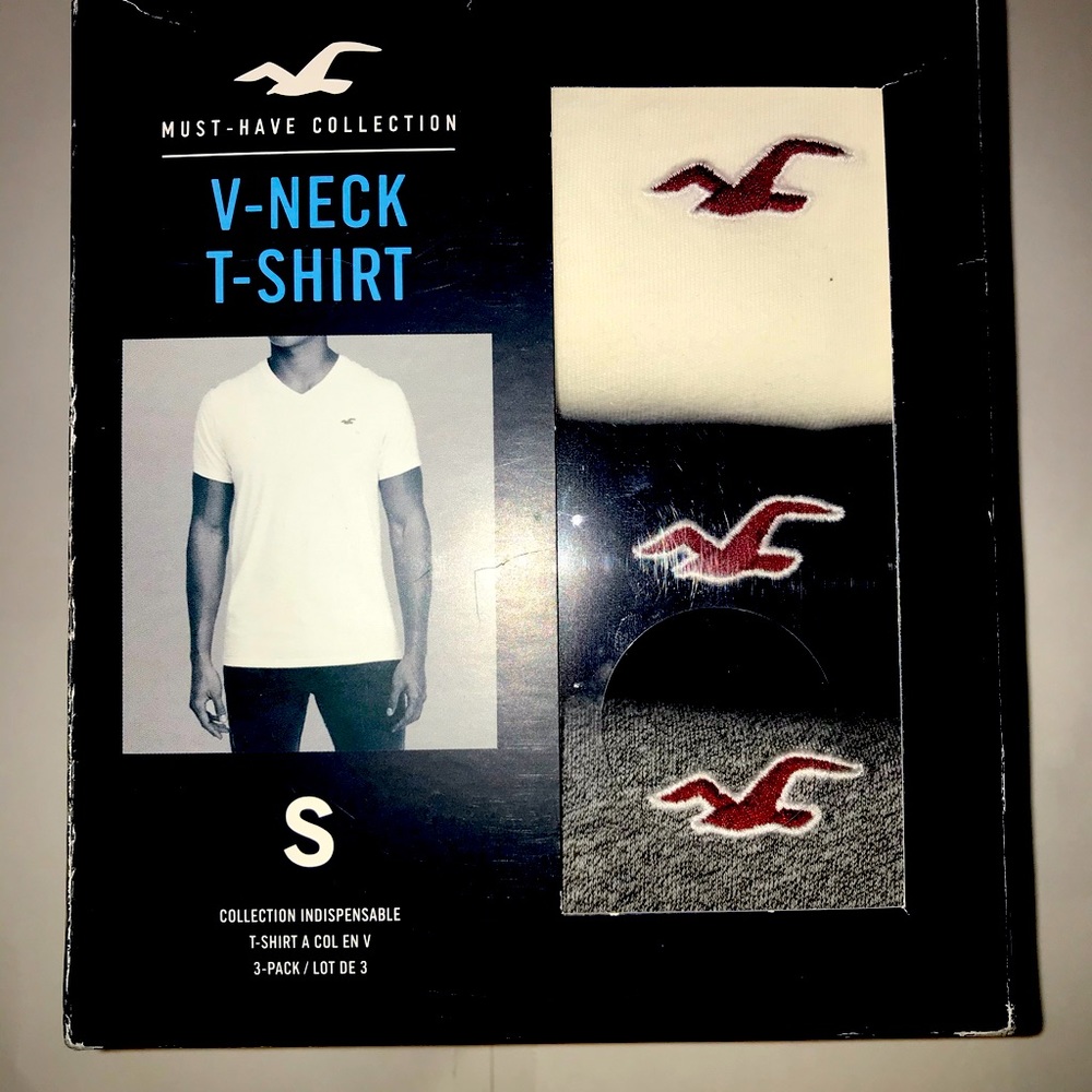 HOLLISTER V- Neck T- Shirt  3 -pack size Small